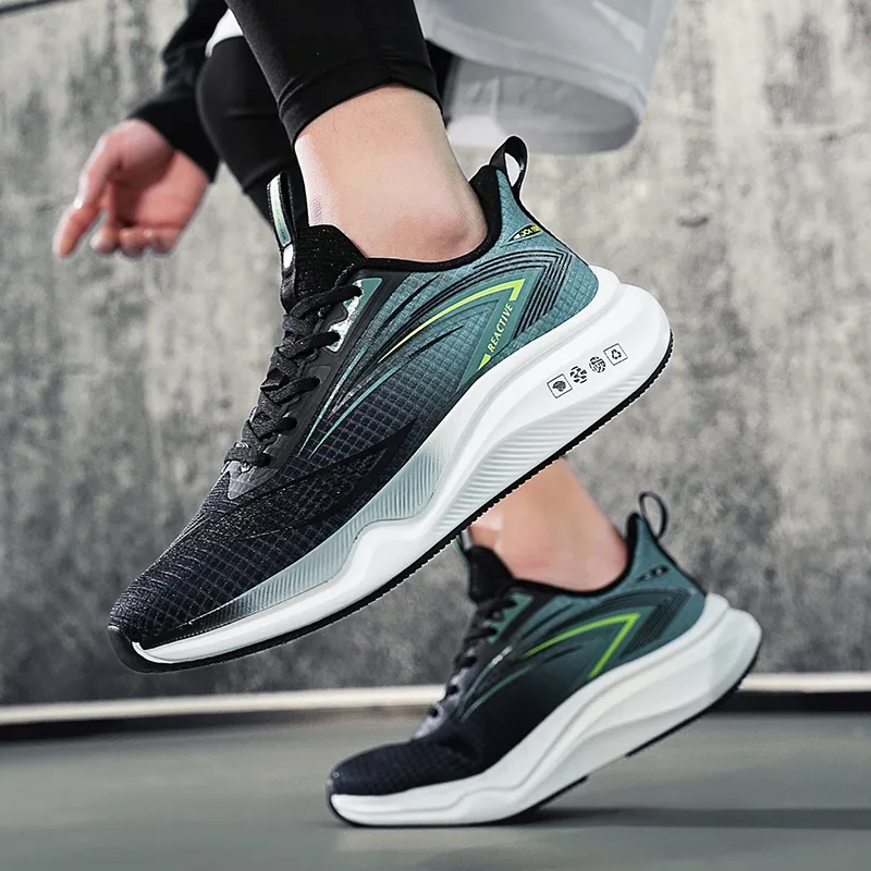 Gaius Durant Abrasion Resistant Lightweight Slip Resistant Low Top Running Shoes Men's Black Green-4