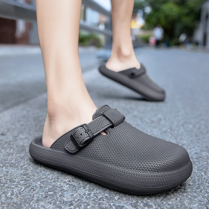 Gaius Durant Quiet Abrasion Resistant Slip Resistant Closed Toe Slippers Unisex Gray-3