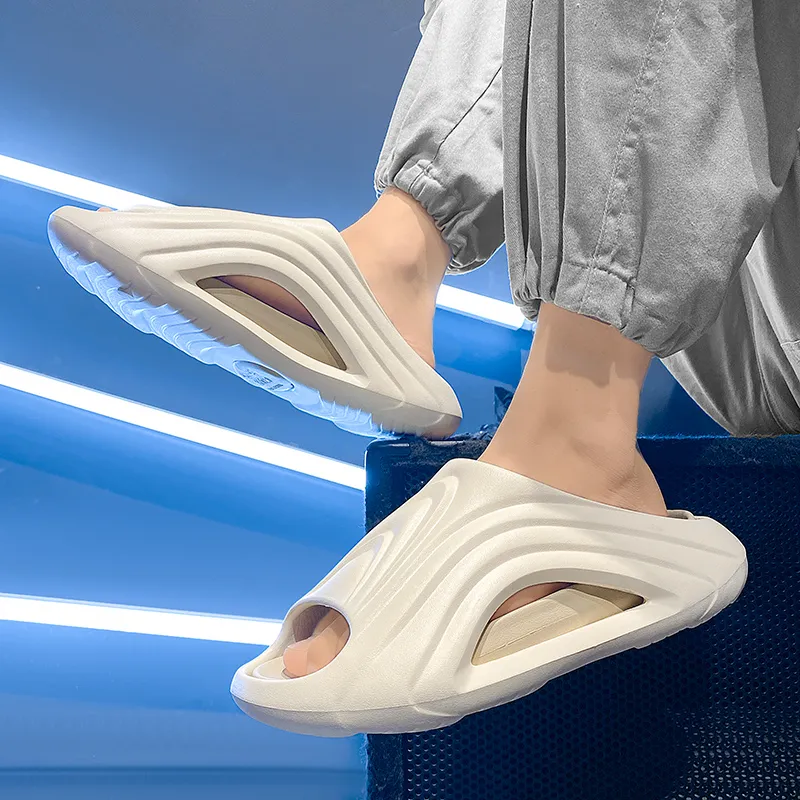 Gaius Durant EVA Quiet Slip Resistant Cushioning Slide Slippers Men's Beige-5
