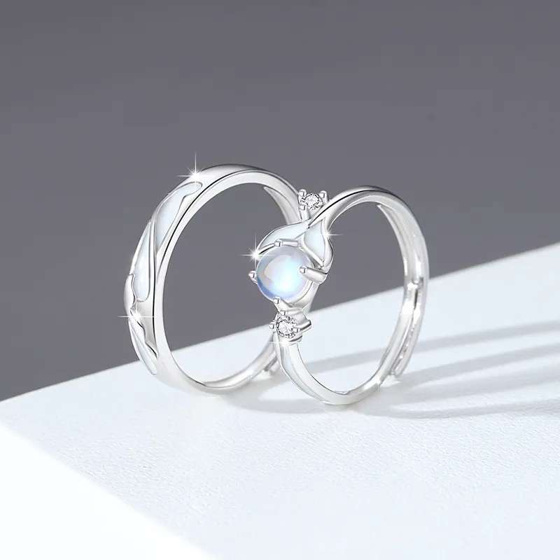 DVNRR S925 Silver Rings Unisex Gift Box Set Anniversary Gift For The Object Of Your Affection-3