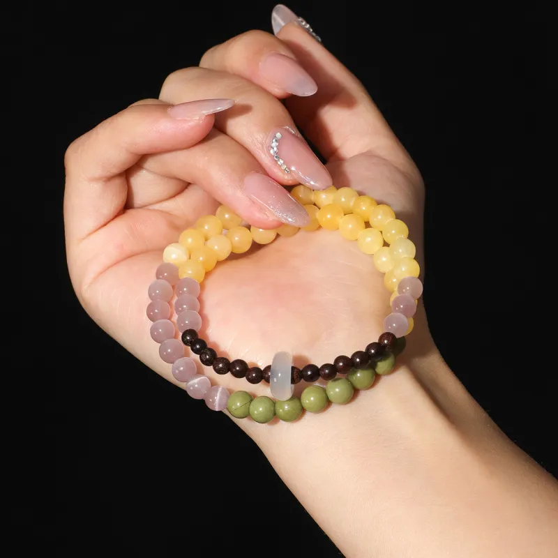 DVNRR Glass Cat Eye Jade Bracelets Women's-9