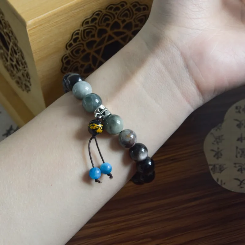 DVNRR Obsidian Jade Bracelets Unisex-1