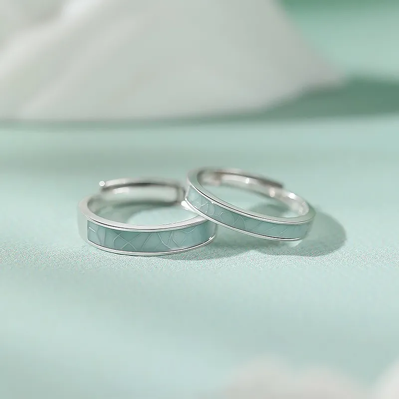DVNRR S925 Silver Rings Unisex Gift Box Set Anniversary Gift For The Object Of Your Affection-1