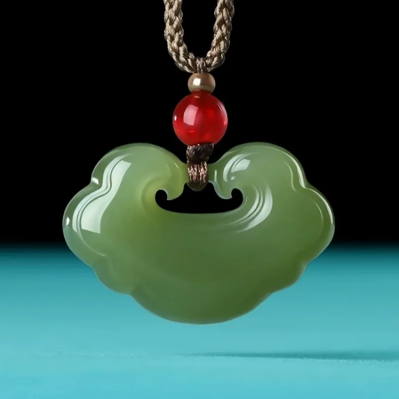 Run Ding Hetian Jade Necklaces Pale Greenish White Jade Unisex-5