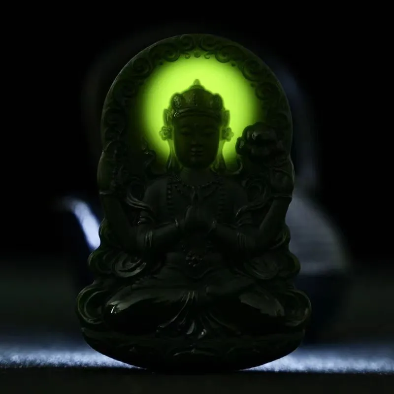 Run Ding Hetian Jade Pendants Green Jade Men-5