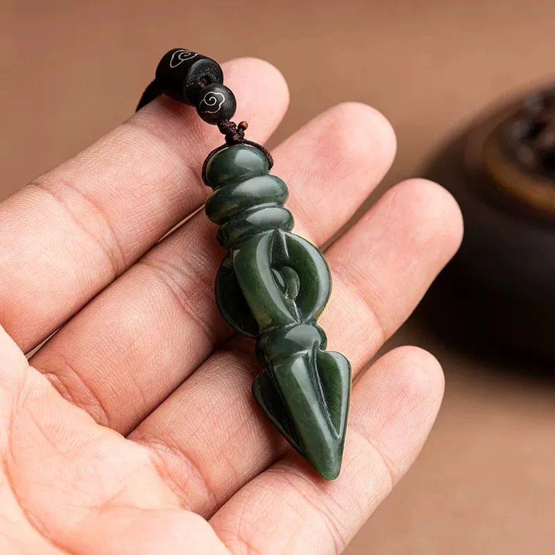 Run Ding Hetian Jade Necklaces Green Jade Unisex-4