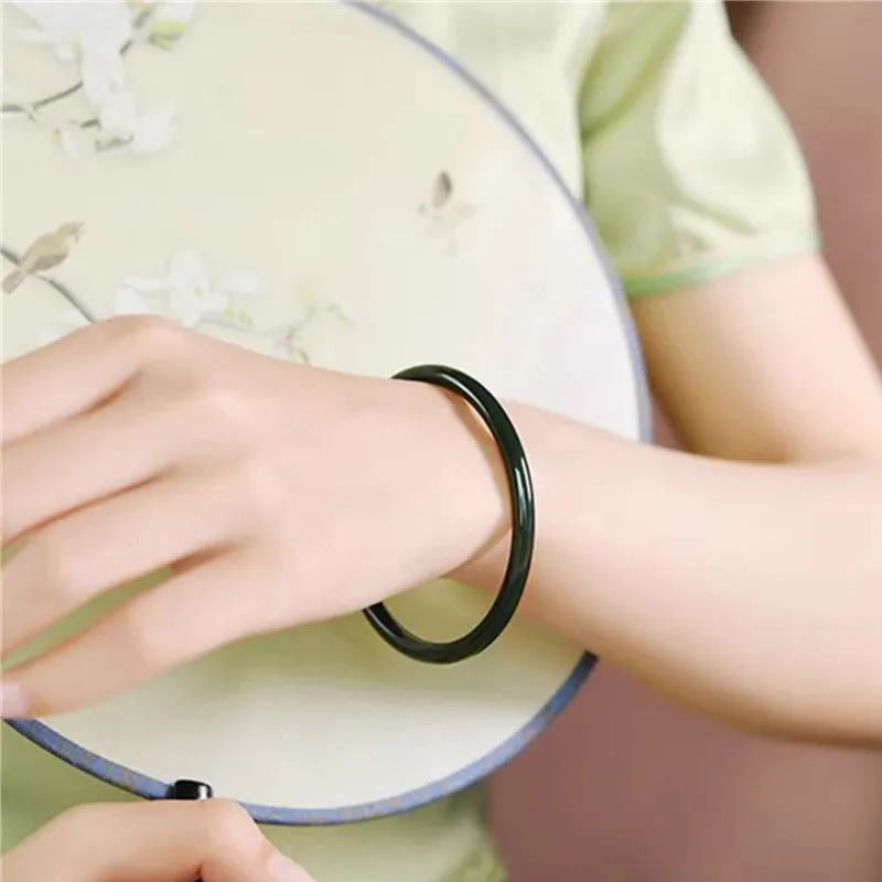 Run Ding Hetian Jade Bangles Green Jade Unisex-4