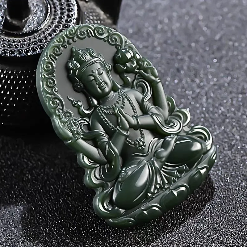 Run Ding Hetian Jade Pendants Green Jade Men-3