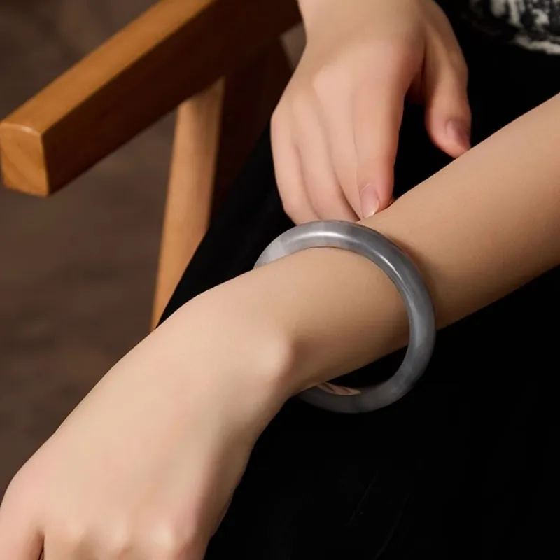 Run Ding Golden Silk Jade Authority Quality Inspection Bangle Unisex-3
