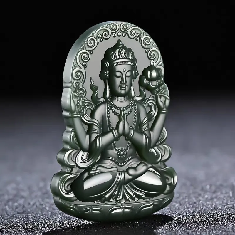 Run Ding Hetian Jade Pendants Green Jade Men-4