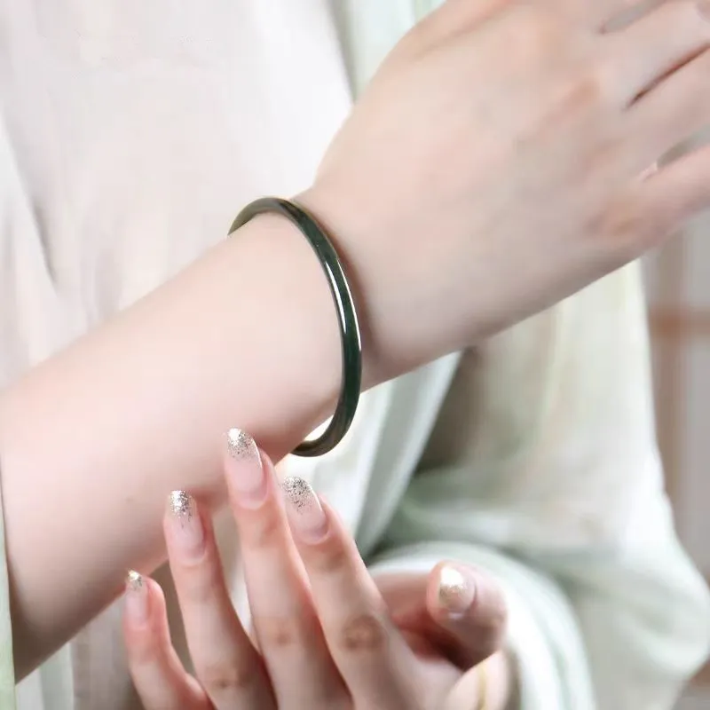 Run Ding Hetian Jade Bangles Green Jade Unisex-7