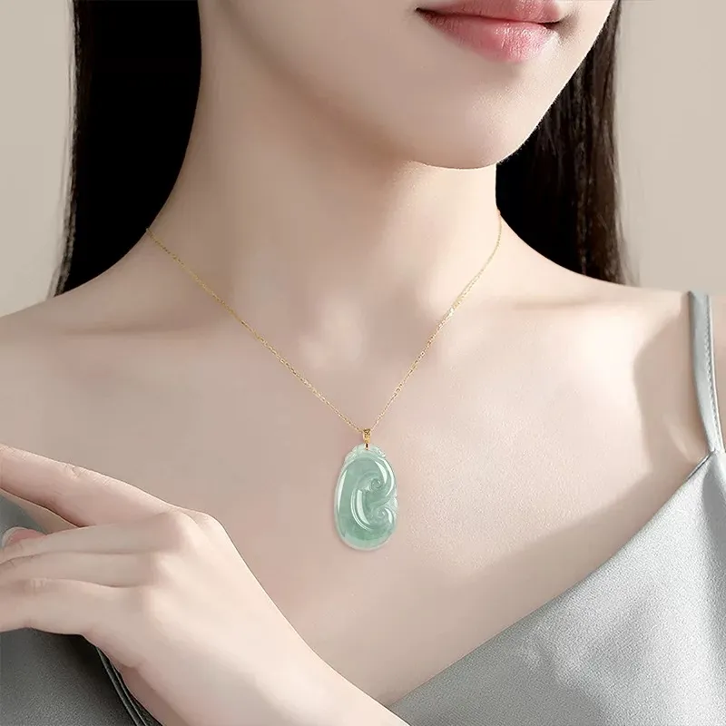 Run Ding Ice Glutinous Jadeite Necklaces Unisex-4