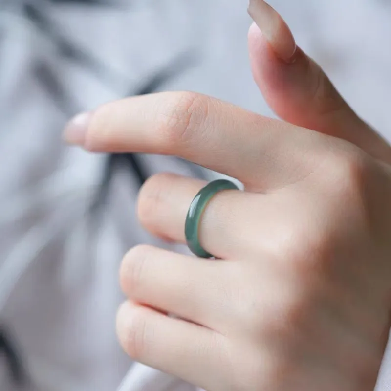 Run Ding Ice Glutinous Jadeite Rings Unisex-6
