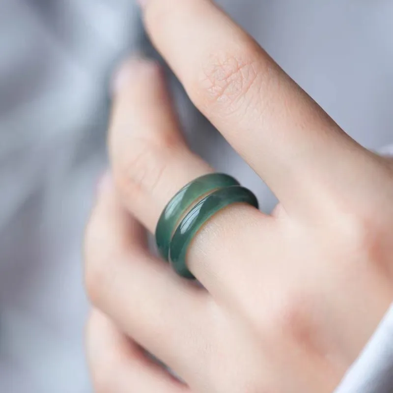 Run Ding Ice Glutinous Jadeite Rings Unisex-7