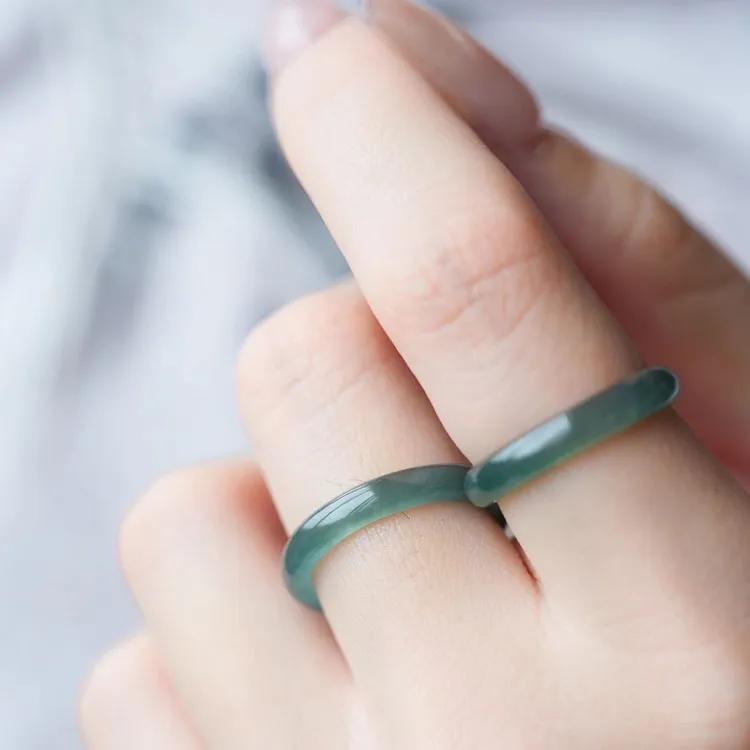 Run Ding Ice Glutinous Jadeite Rings Unisex-3