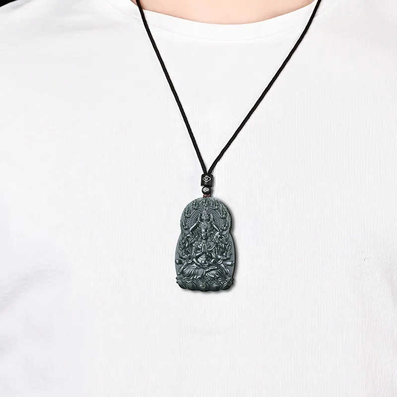 Run Ding Hetian Jade Necklaces Green Jade Men-4