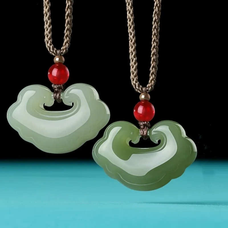 Run Ding Hetian Jade Necklaces Pale Greenish White Jade Unisex-2