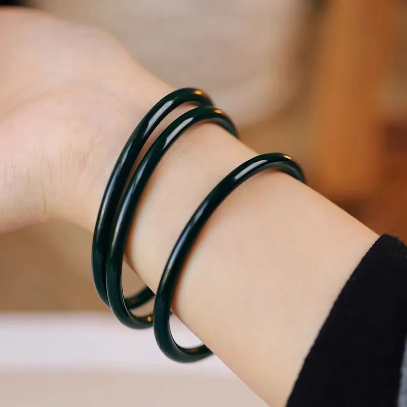Run Ding Hetian Jade Bangles Green Jade Unisex-9