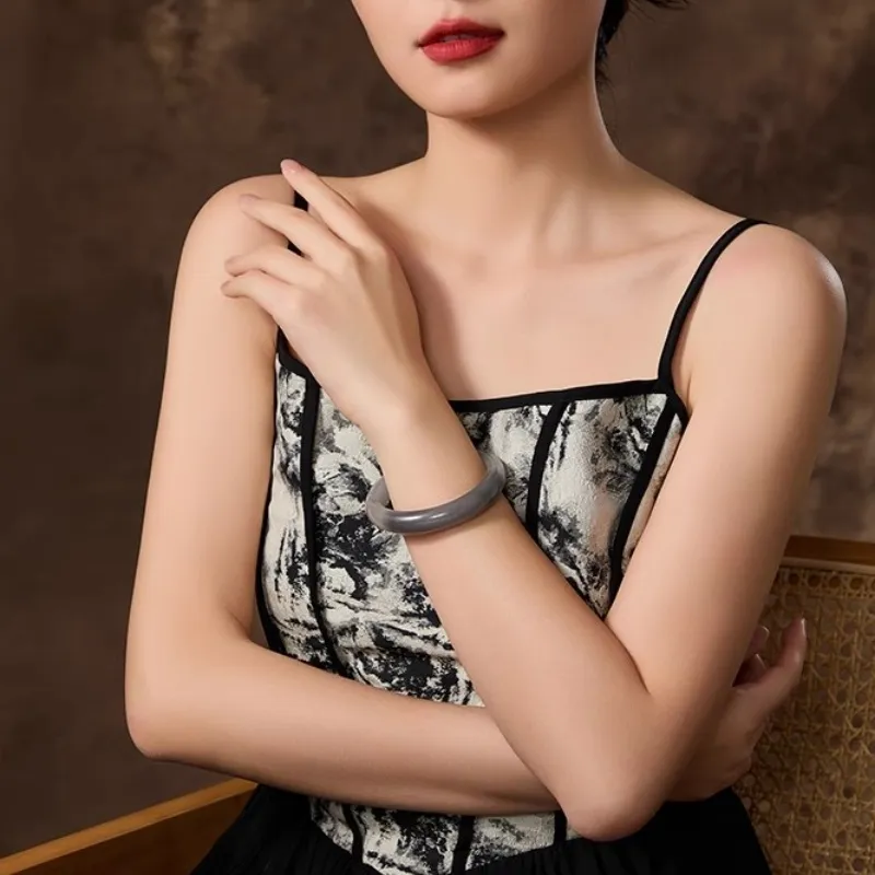 Run Ding Golden Silk Jade Authority Quality Inspection Bangle Unisex-4
