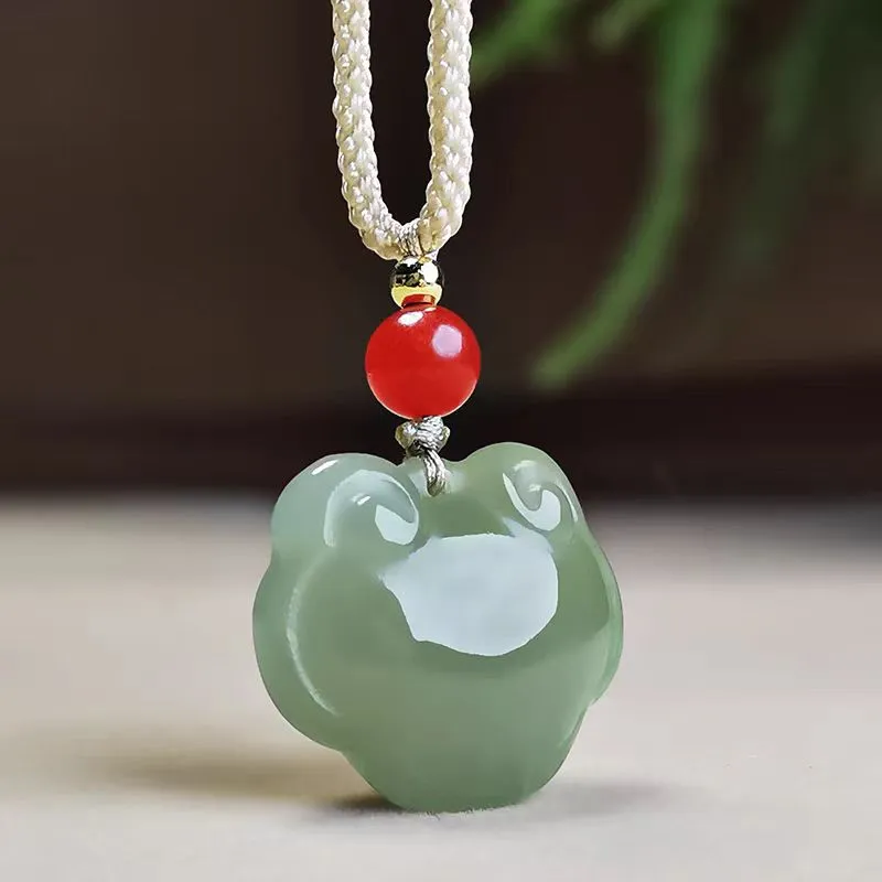 Run Ding Hetian Jade Necklaces Pale Greenish White Jade Unisex-3