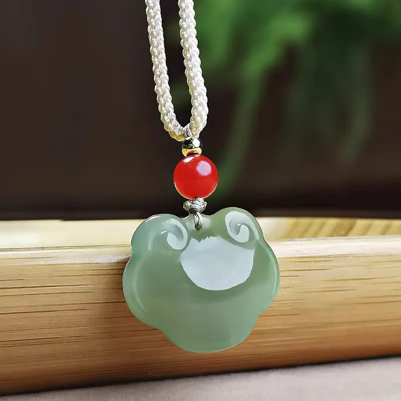 Run Ding Hetian Jade Necklaces Pale Greenish White Jade Unisex-2