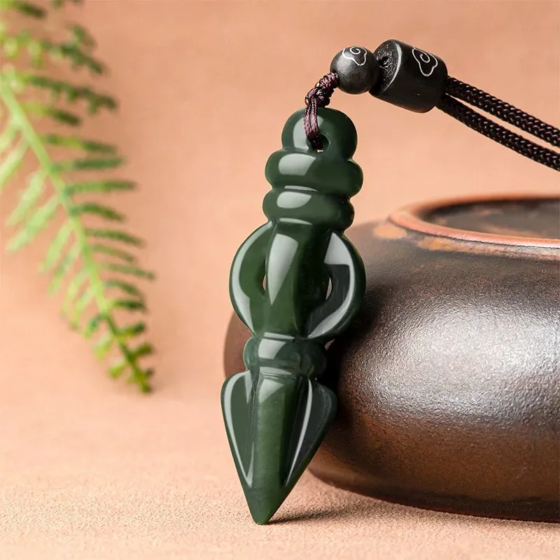Run Ding Hetian Jade Necklaces Green Jade Unisex-3