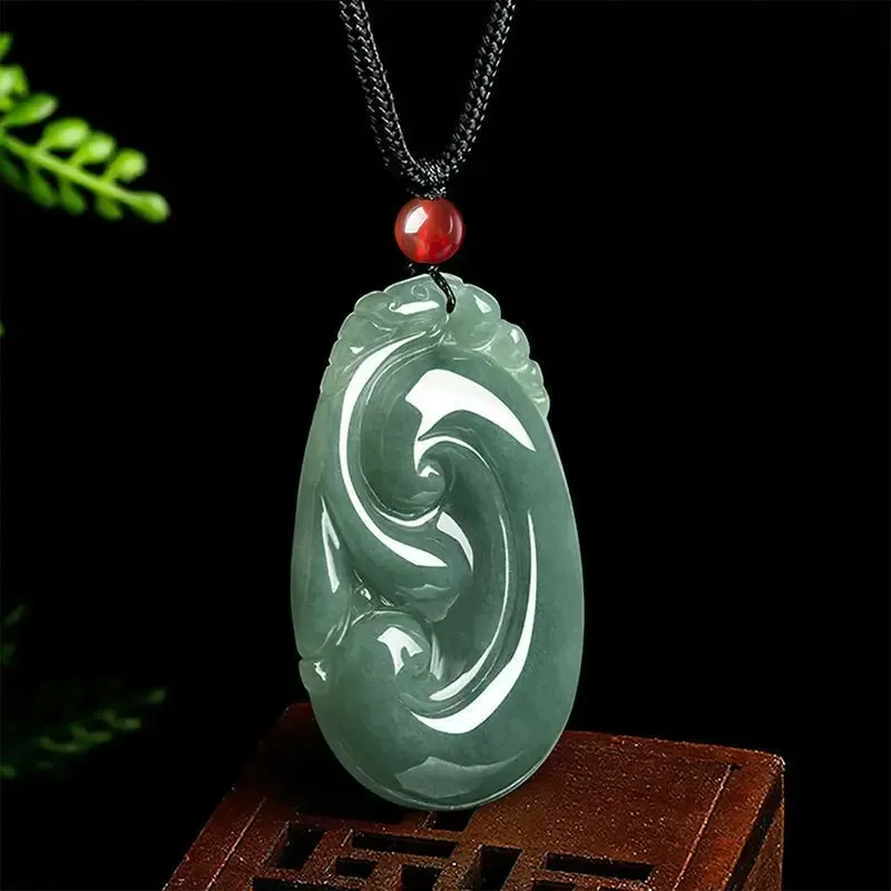 Run Ding Ice Glutinous Jadeite Necklaces Unisex-3