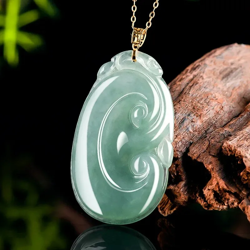 Run Ding Ice Glutinous Jadeite Necklaces Unisex-2