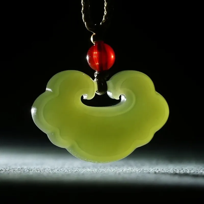 Run Ding Hetian Jade Necklaces Pale Greenish White Jade Unisex-6