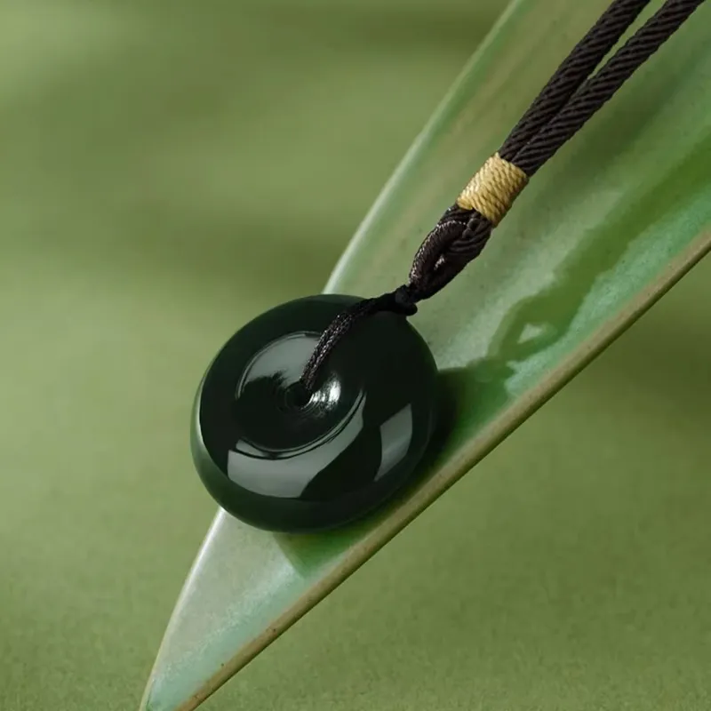Run Ding Hetian Jade Necklaces Green Jade Unisex-2