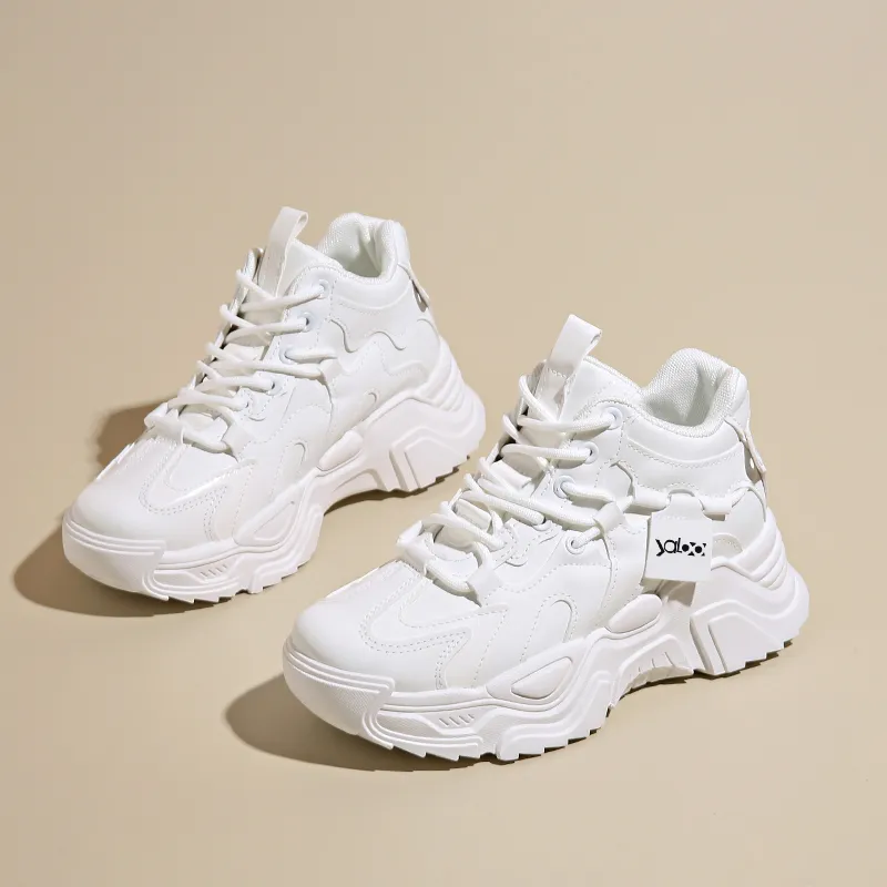 Yalu Chunky Sneakers Women's Low Top White/Khaki/Black-1