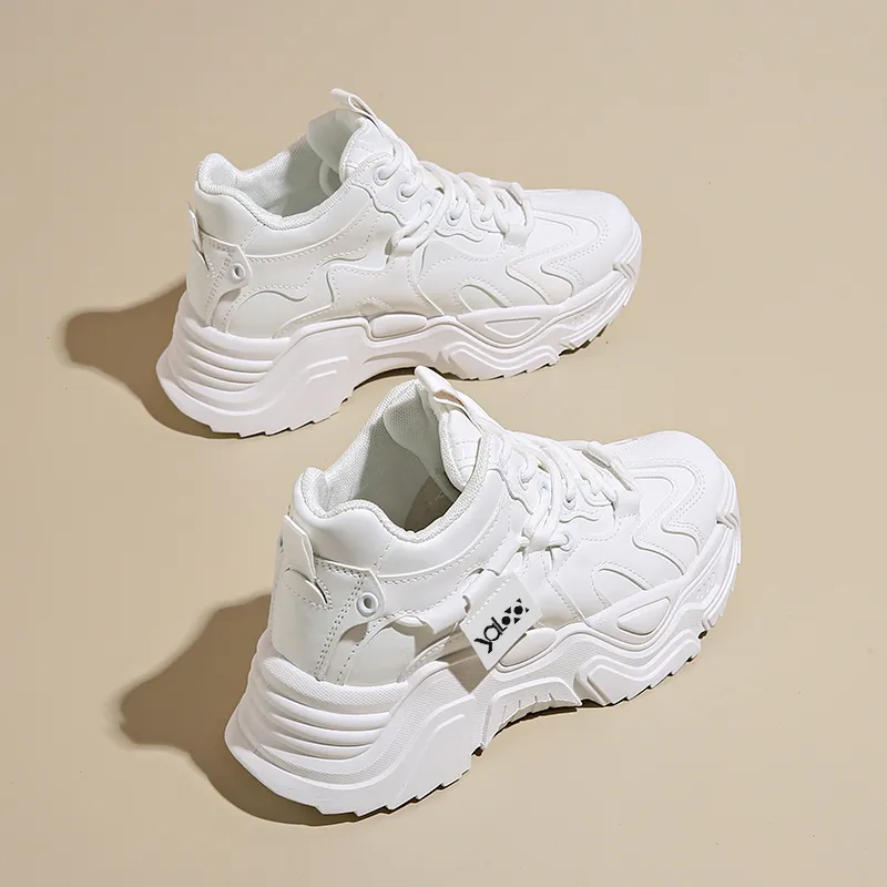 Yalu Chunky Sneakers Women's Low Top White/Khaki/Black-2