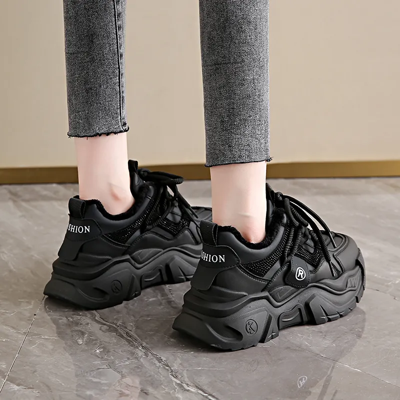 Yalu Slip Resistant, Abrasion Resistant, Height Adjustable, Thermal Low Top Chunky Sneakers Women's-3