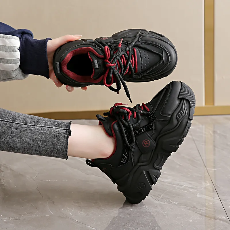 Yalu Slip Resistant, Abrasion Resistant, Height Adjustable, Thermal Low Top Chunky Sneakers Women's-5