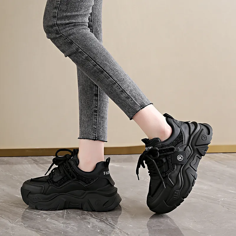 Yalu Slip Resistant, Abrasion Resistant, Height Adjustable, Thermal Low Top Chunky Sneakers Women's-1