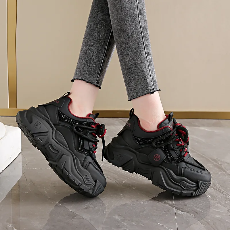 Yalu Slip Resistant, Abrasion Resistant, Height Adjustable, Thermal Low Top Chunky Sneakers Women's-7