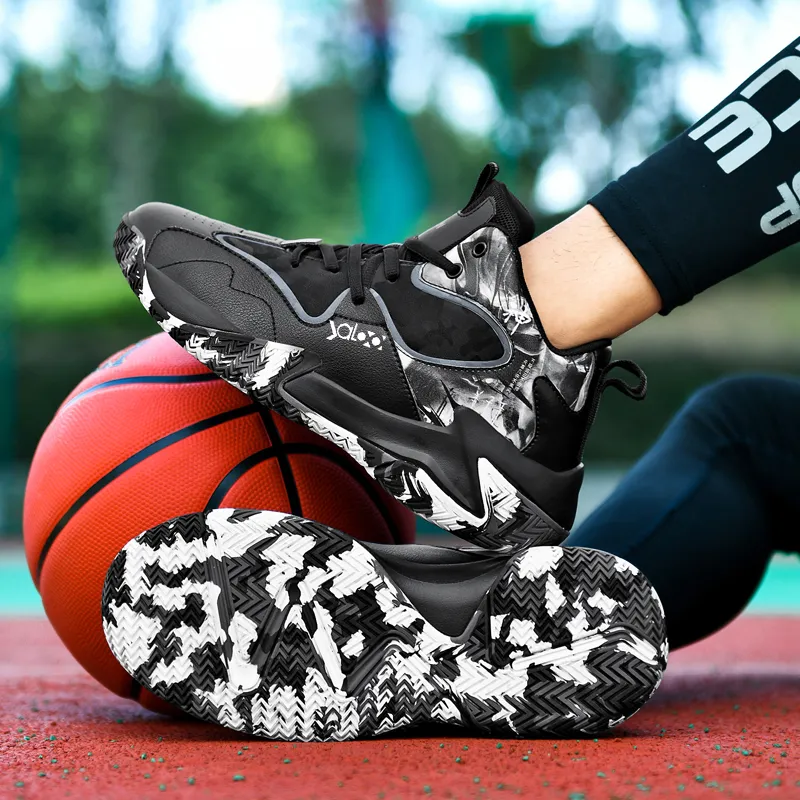 Yalu Basketball Shoes Unisex High Top Black Turquoise Color/Black/White-3