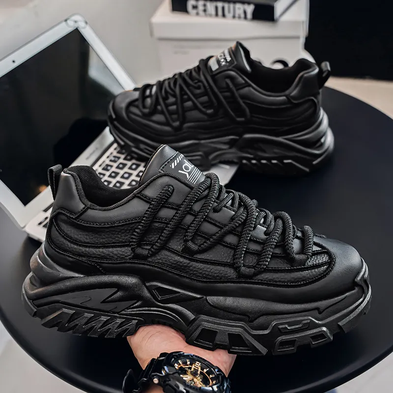 Yalu Abrasion Resistant Lightweight Height Increasing Low Top Chunky Sneakers Men's-3