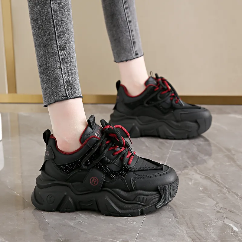 Yalu Slip Resistant, Abrasion Resistant, Height Adjustable, Thermal Low Top Chunky Sneakers Women's-6