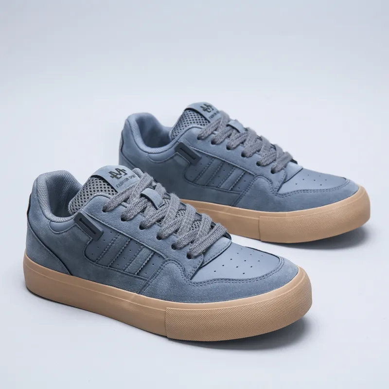 Yalu Slip Resistant Cushioning Impact Resistant Abrasion Resistant Lightweight Low Top Skateboard Shoes Men's Blue Gray-1
