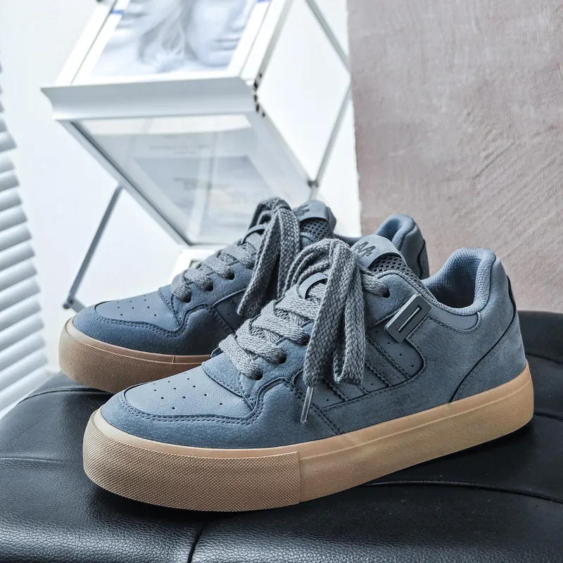 Yalu Slip Resistant Cushioning Impact Resistant Abrasion Resistant Lightweight Low Top Skateboard Shoes Men's Blue Gray-3