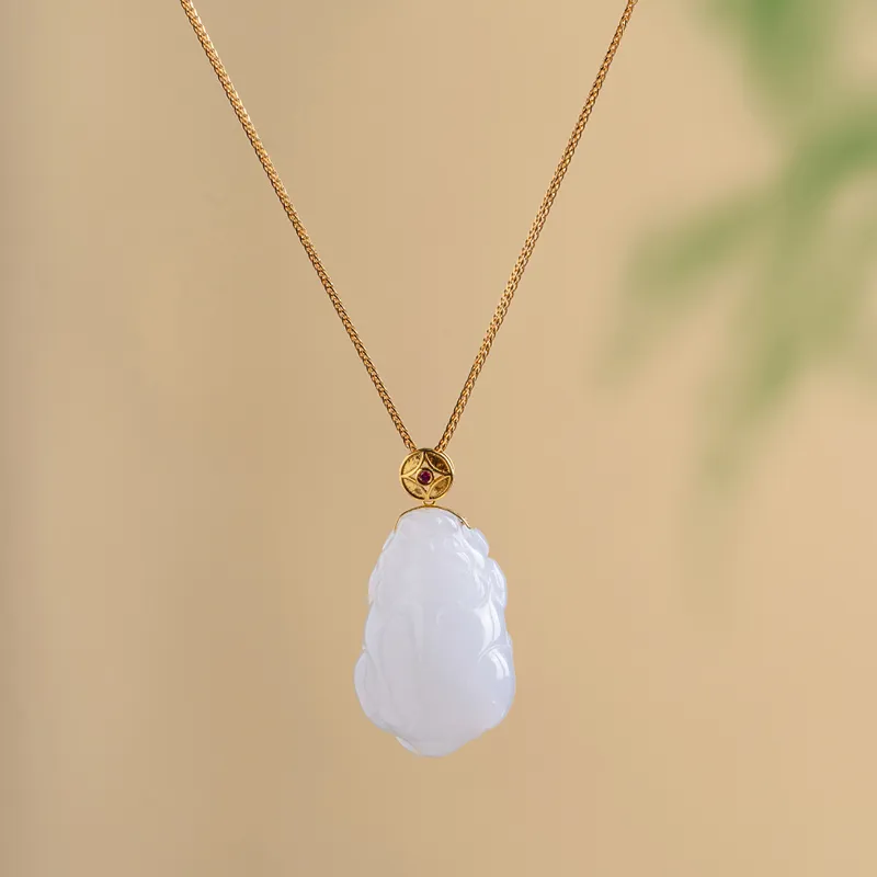 LIANGYUXI Hetian Jade Necklaces White Jade Unisex-2