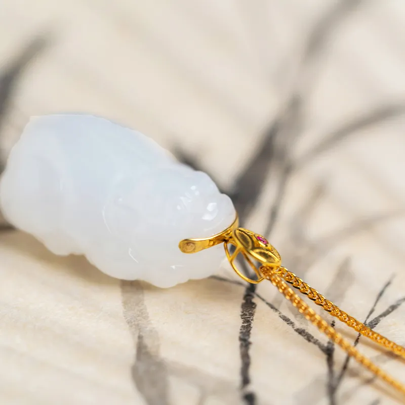LIANGYUXI Hetian Jade Necklaces White Jade Unisex-4