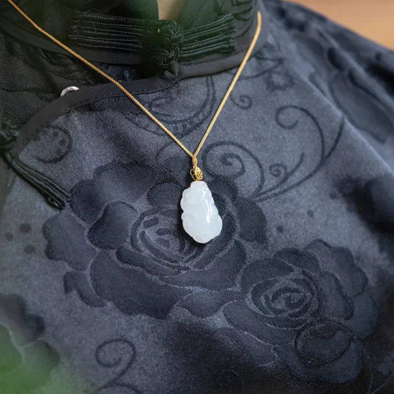 LIANGYUXI Hetian Jade Necklaces White Jade Unisex-3