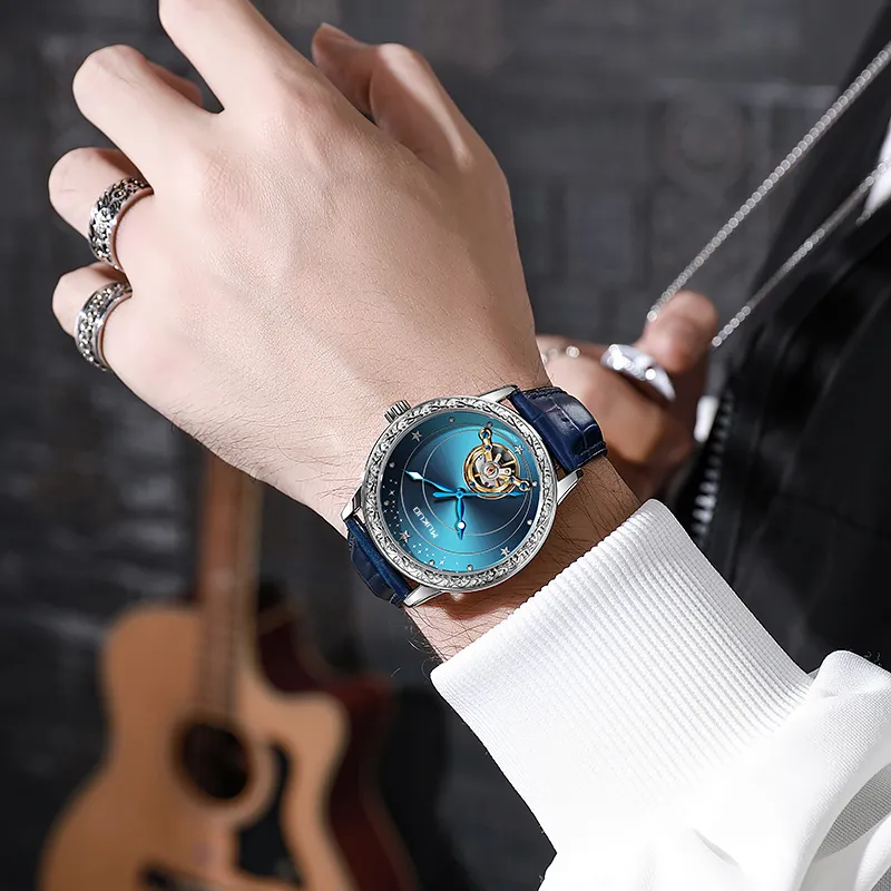 MUKUO Automatic Mechanical Movement Watch Unisex Black Dial-9