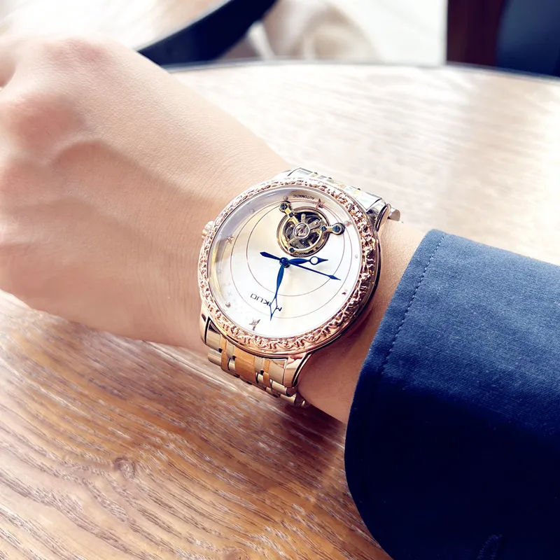 MUKUO Automatic Mechanical Movement Watch Unisex Black Dial-4