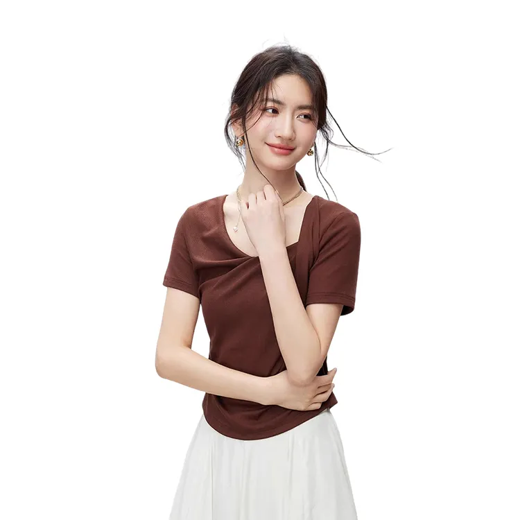 HDFULERN T Shirts Women's Burgundy-2