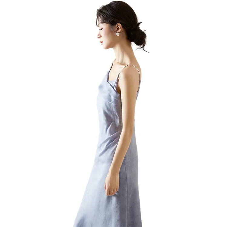 HDFULERN Slip Dresses Women's Blue-5