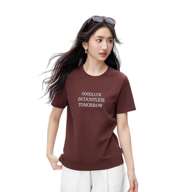 HDFULERN T Shirts Women's Red Brown-2