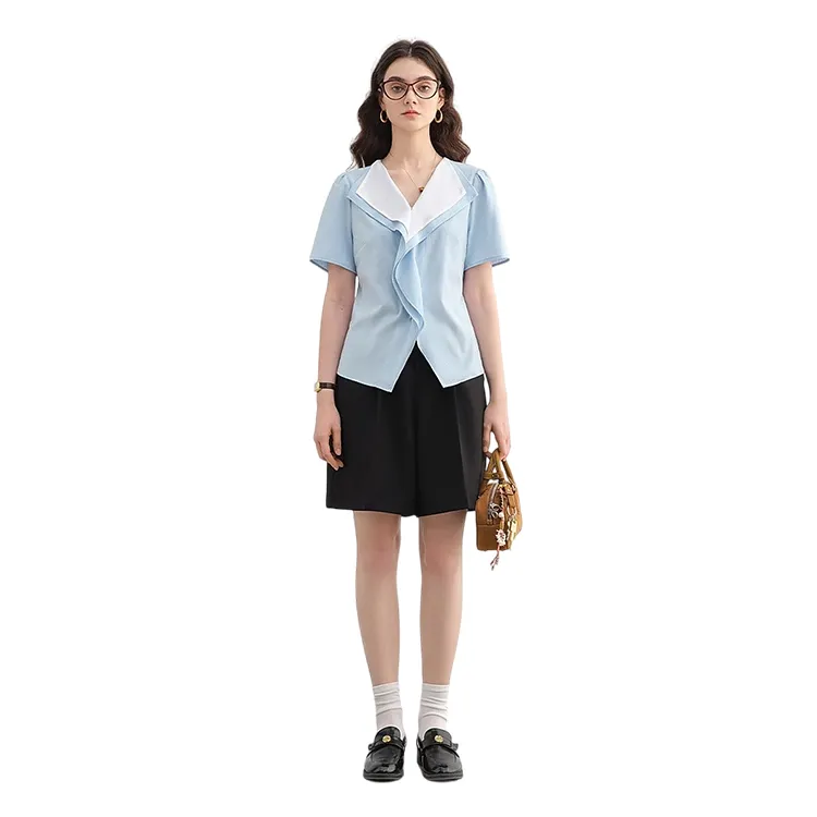HDFULERN Shirts Women's Blue-3
